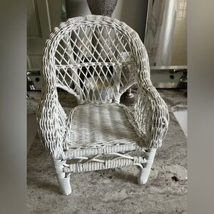 White Wicker Chair for doll or stuffed animal